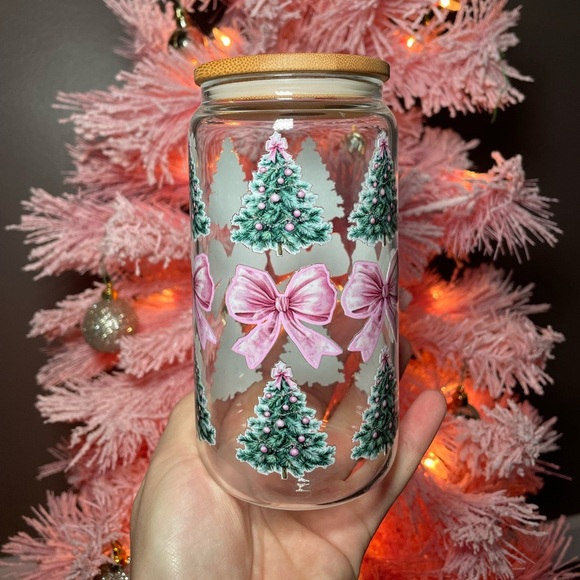 🎀🎄Christmas Pink Bow Cup | Handcrafted - Picture 1 of 4